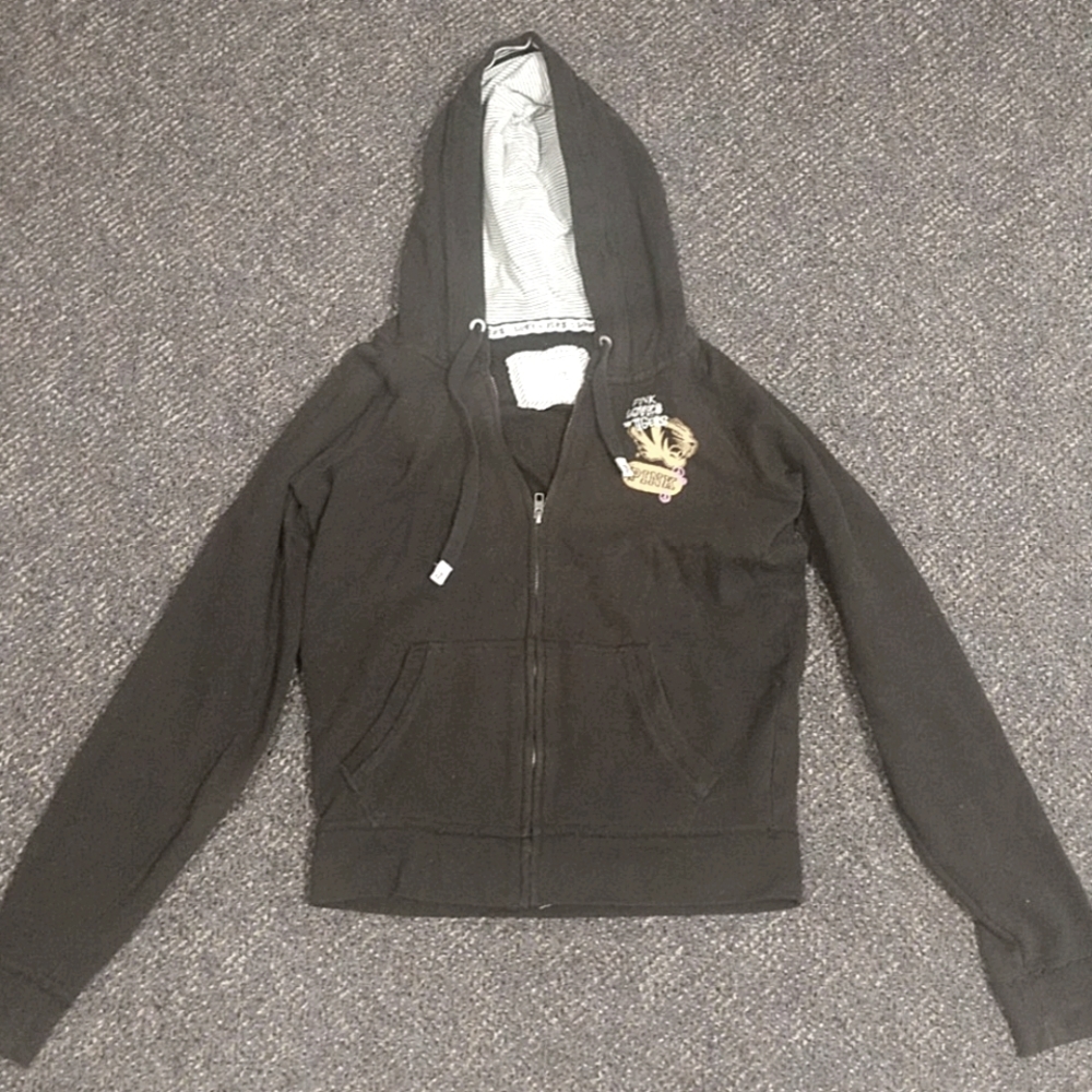 Pink Mizzou full zip hoodie black with gold